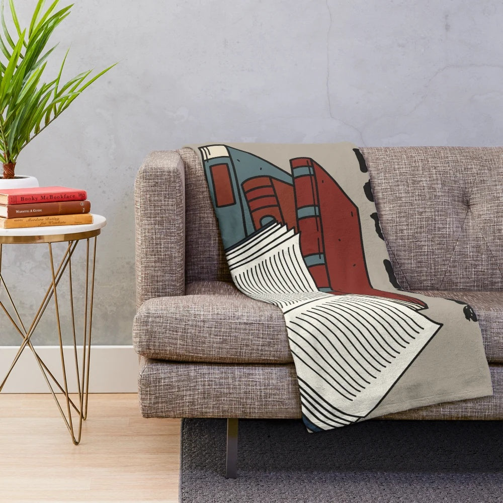 Cozy plush blanket with a literary-inspired design