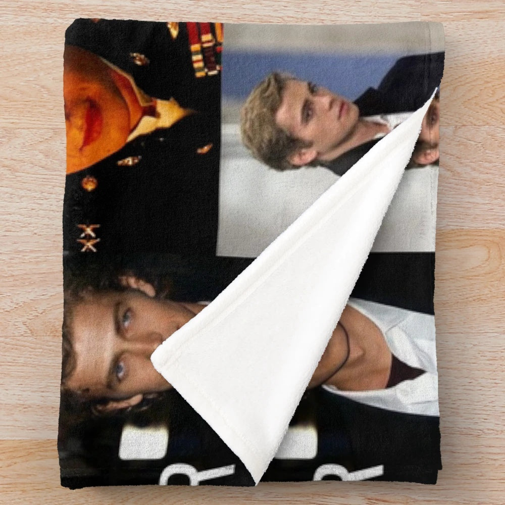 Aaron Warner inspired plush blanket with Shatter Me book cover artwork