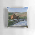 Soft, square pillow with 'Little House on the Prairie' themed design