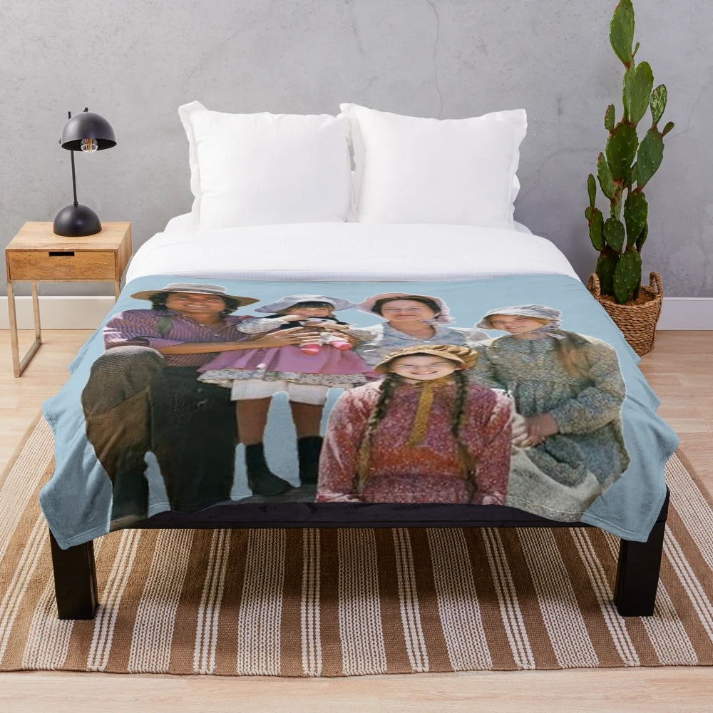 Little House on the Prairie Inspired Plush Blanket with Classic Prairie Style