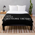 Live Laugh Cheesecake Factory" themed plush blanket for home decor