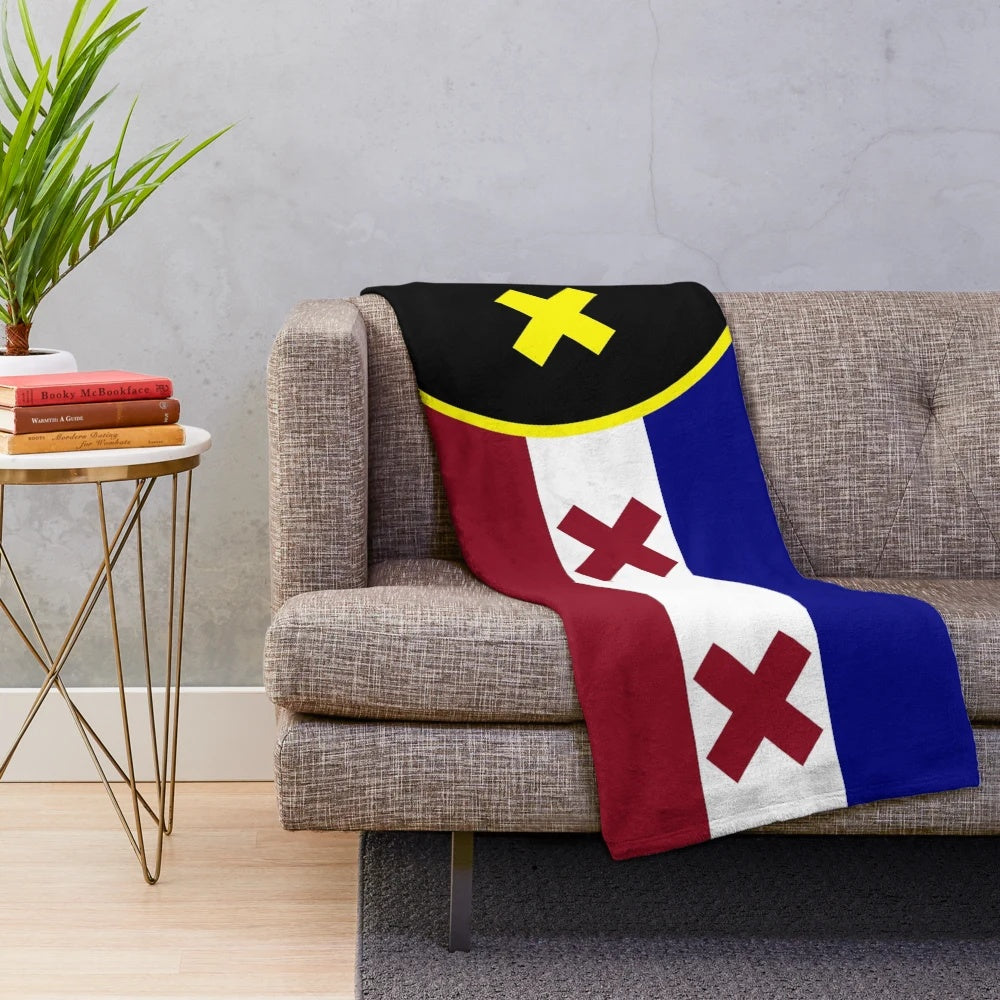 Lmanberg flag-themed plush blanket for Dream SMP fans