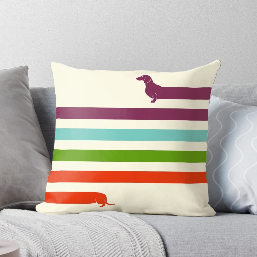 Soft and plush long dachshund-shaped pillow for comfortable lounging and home decor