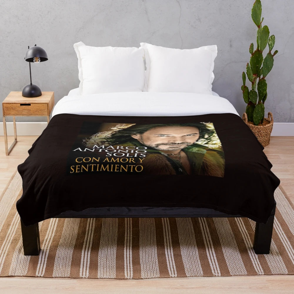 Los Bukis inspired plush blanket with band's logo