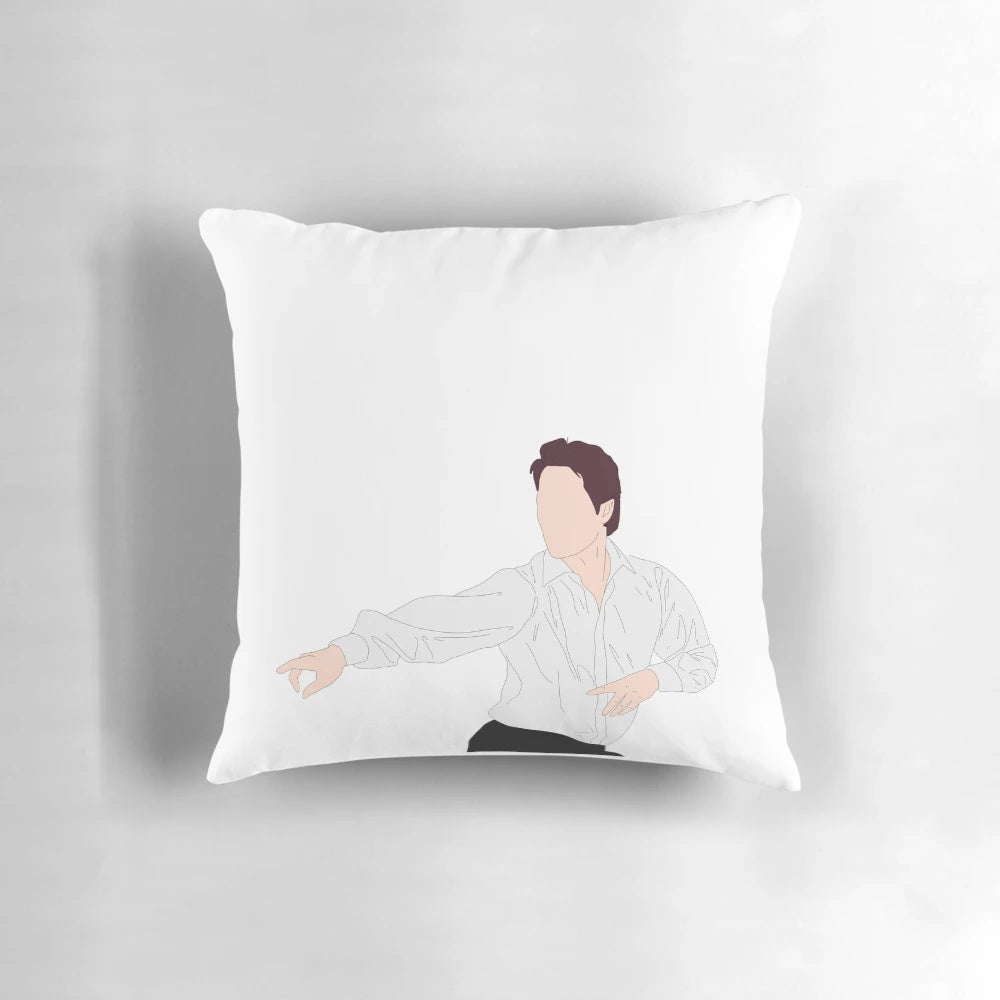 Love Actually" movie-inspired minimalist throw pillow featuring Hugh Grant and Notting Hill, London