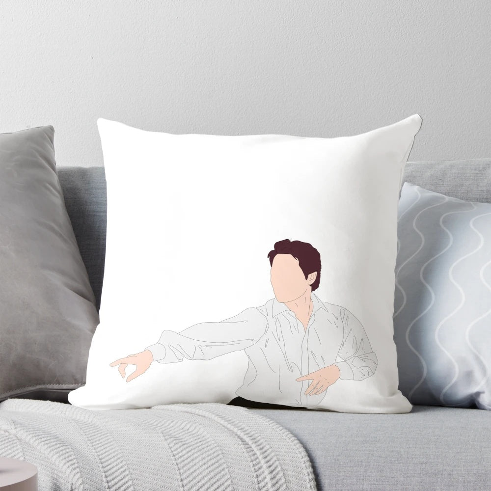 Love Actually" movie-inspired minimalist throw pillow featuring Hugh Grant and Notting Hill, London