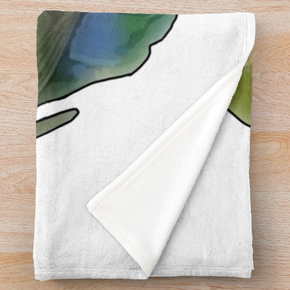 Green lovebirds cuddling on a plush blanket