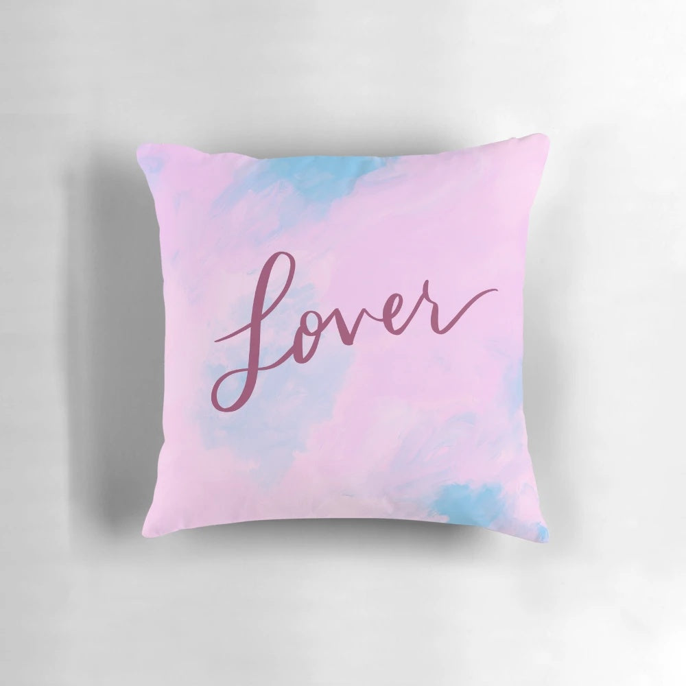 Plush lover pillow in shades of pink and blue for snuggling