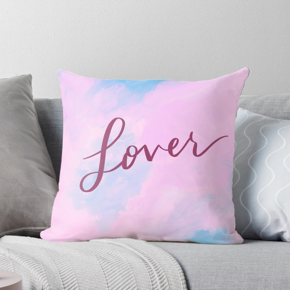 Plush lover pillow in shades of pink and blue for snuggling