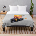 A soft, low poly plush blanket featuring Lando Norris, the Formula 1 racing driver