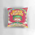 Plush lucky charms cereal-themed pillow for cozy, cute home decor