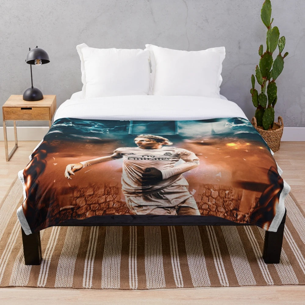 Luka Modric inspired plush blanket featuring the Croatian football player