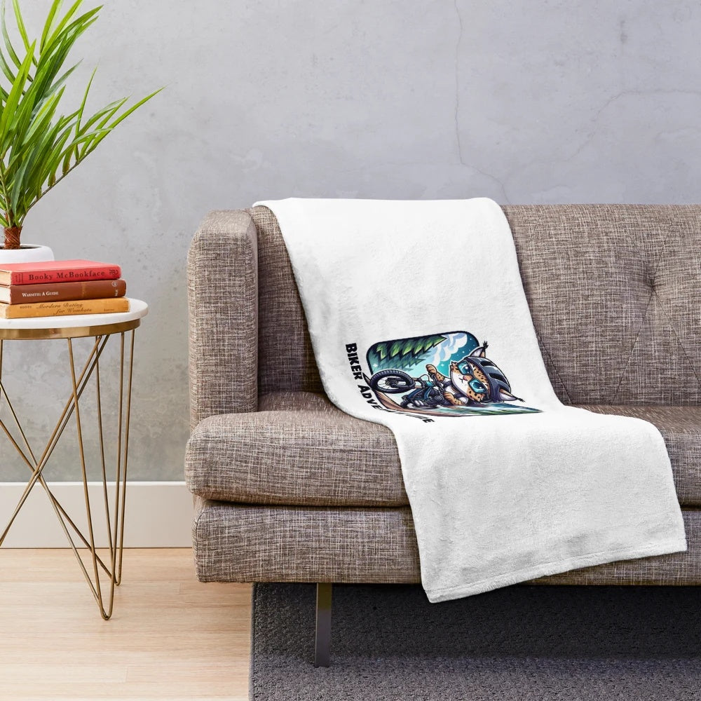 Lynx Biker Plush Blanket for Outdoor Adventures