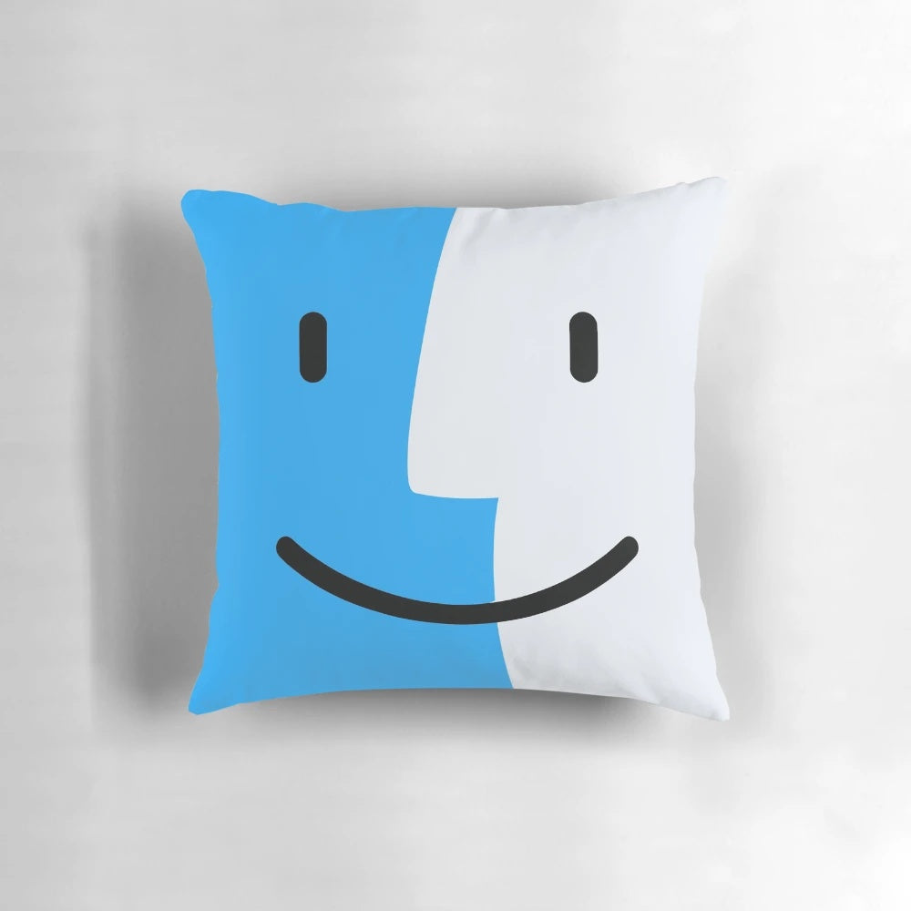 A plush, Mac OS-themed pillow with an Apple logo design, perfect for tech enthusiasts and home decor.