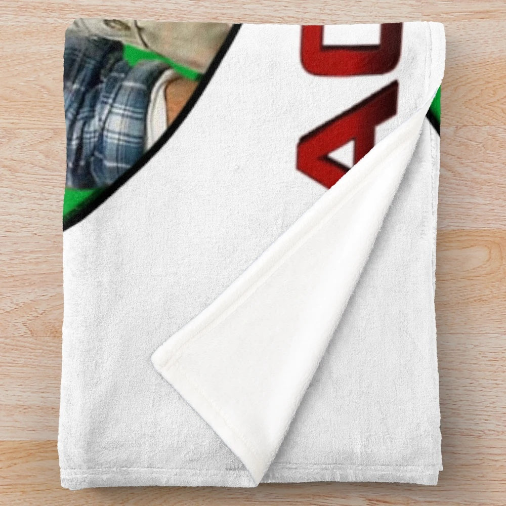 Macgruber-themed plush blanket featuring the iconic character