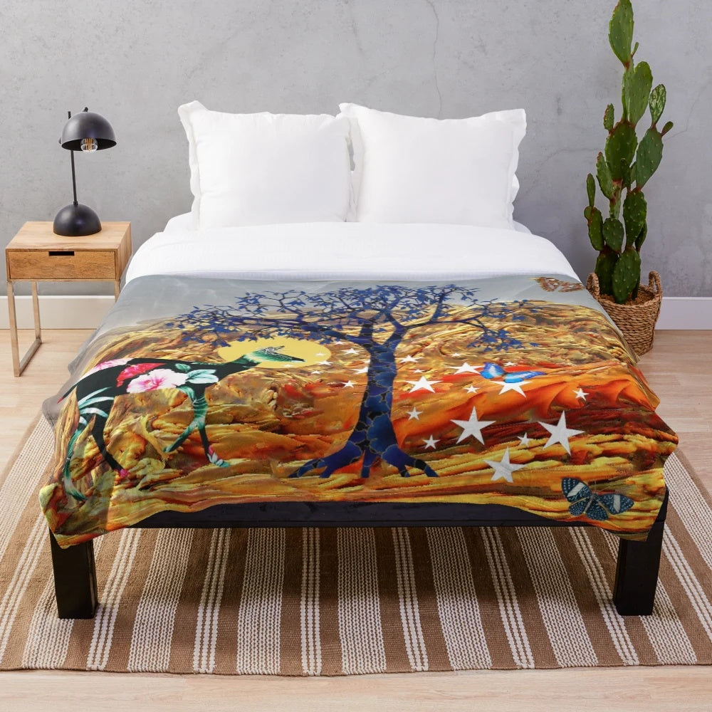 Magical tree plush blanket with nature-inspired design