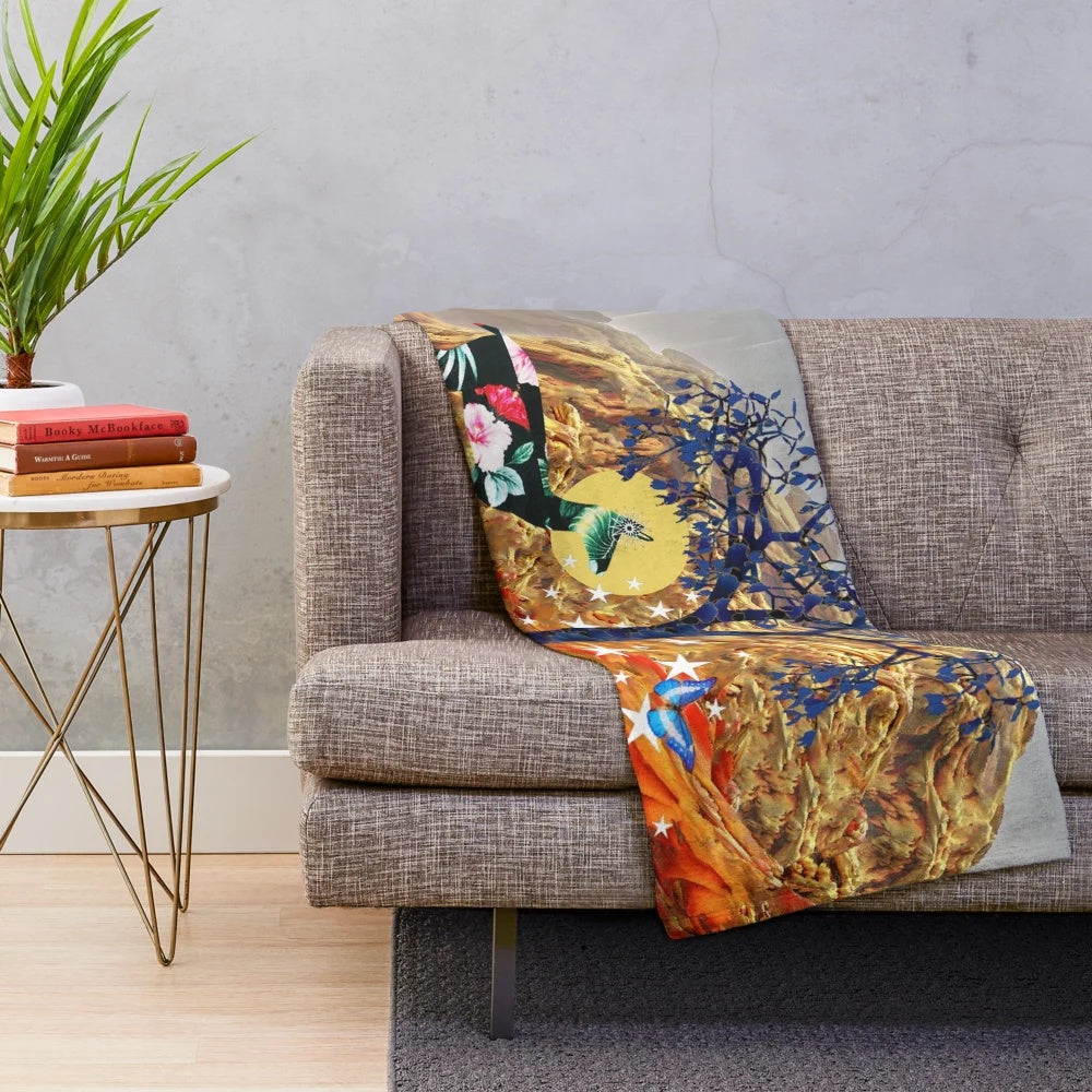 Magical tree plush blanket with nature-inspired design