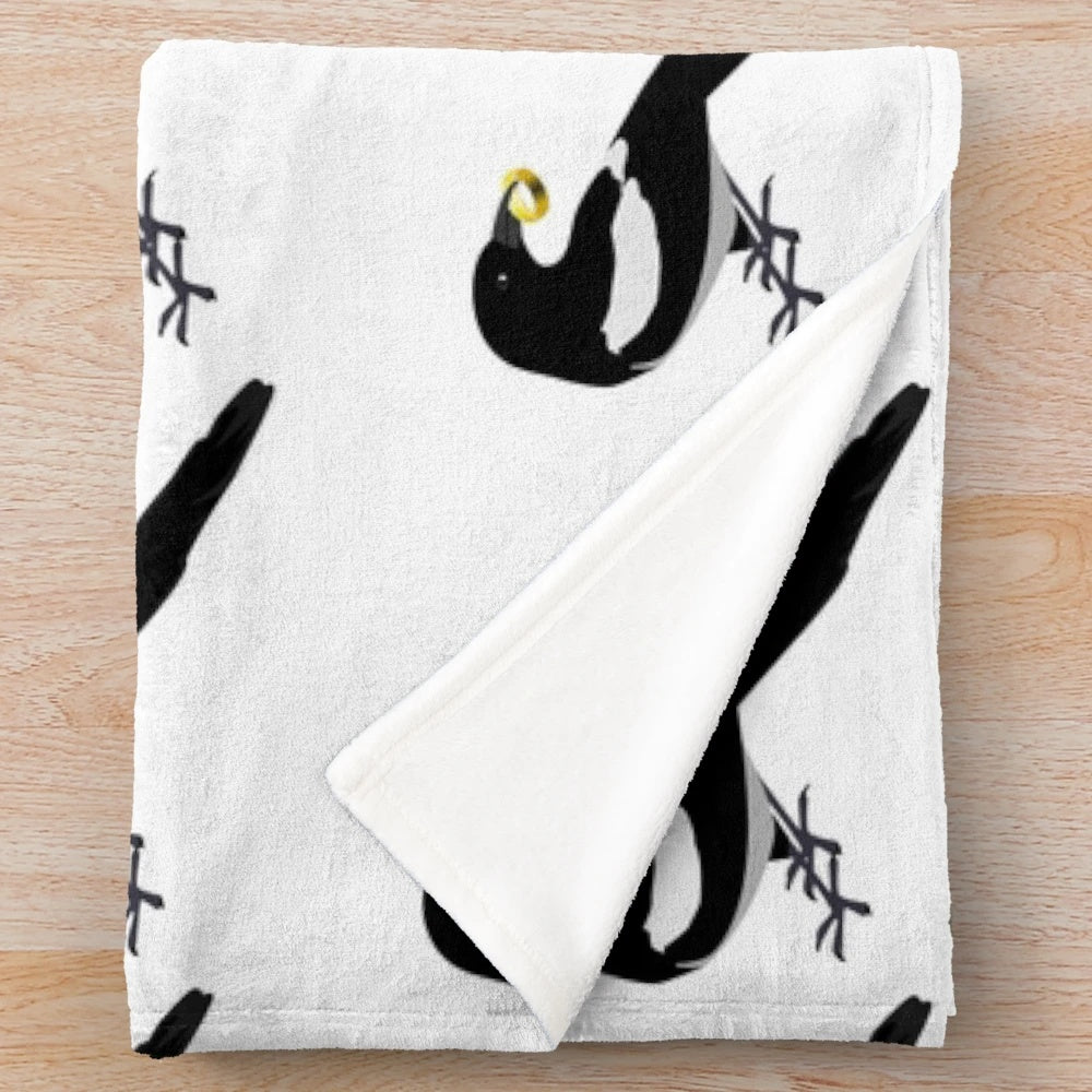 Magpie-themed plush blanket with a cozy, nature-inspired design