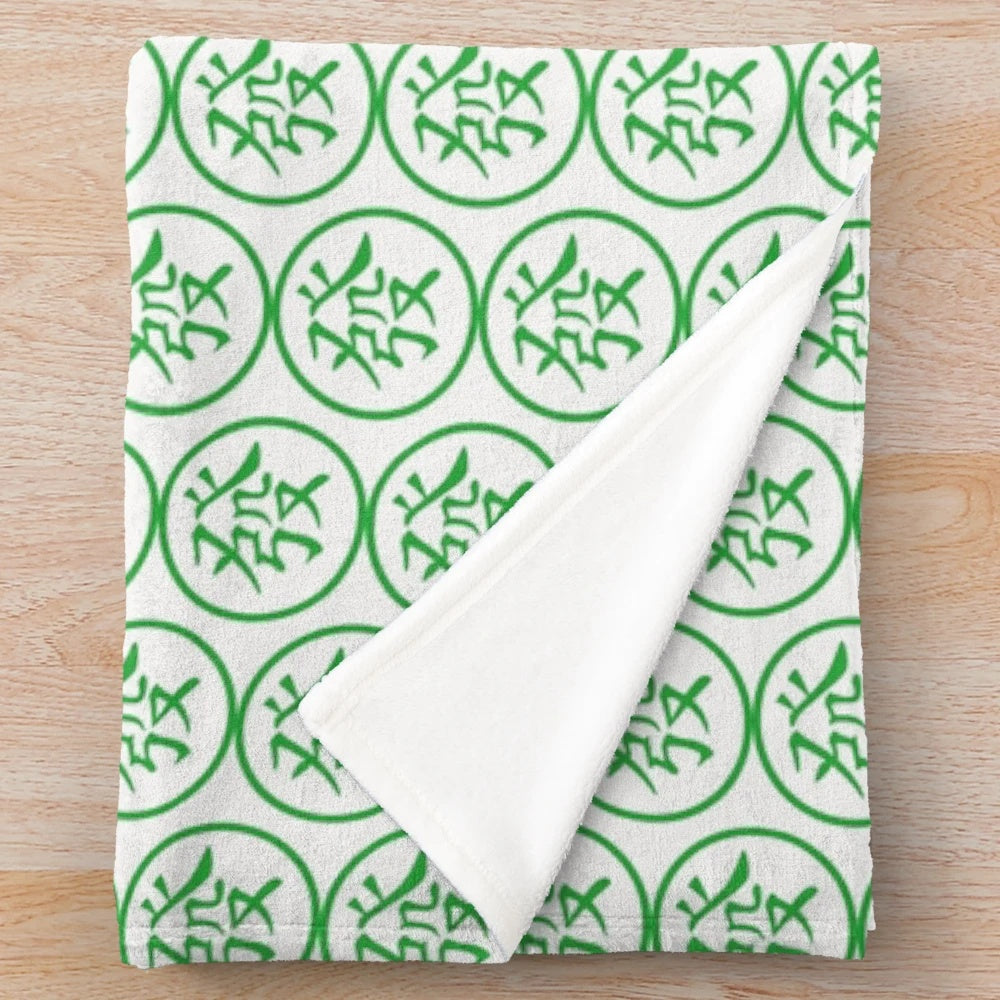 Soft and Plush Mahjong Themed Blanket with Lucky Symbols