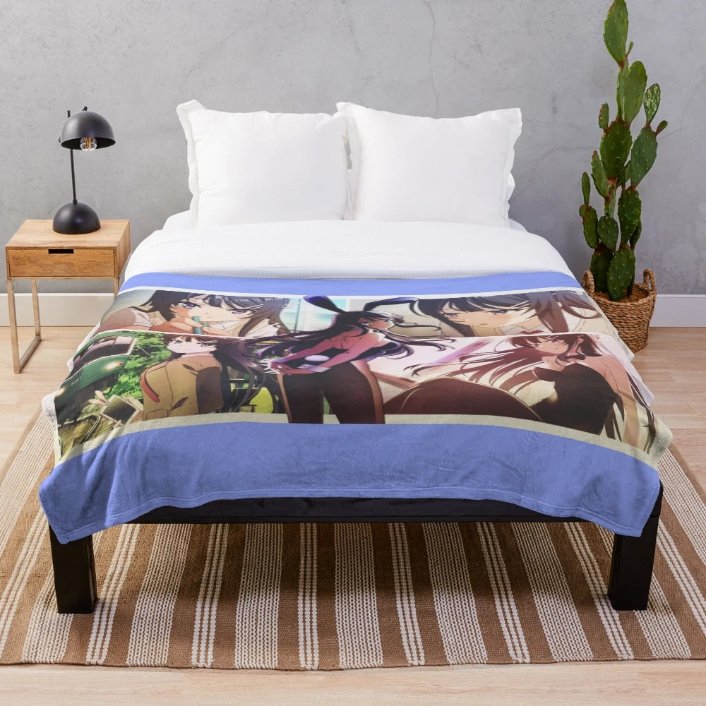 Mai Sakurajima inspired plush blanket featuring the popular anime character from Rascal Does Not Dream of Bunny Girl Senpai.