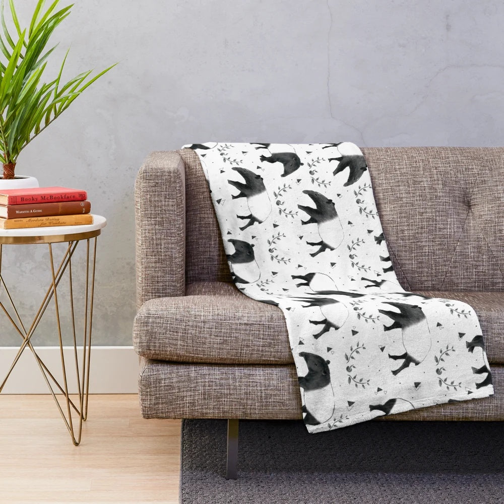 Malayan Tapir Plush Blanket with Soft, Warm Texture