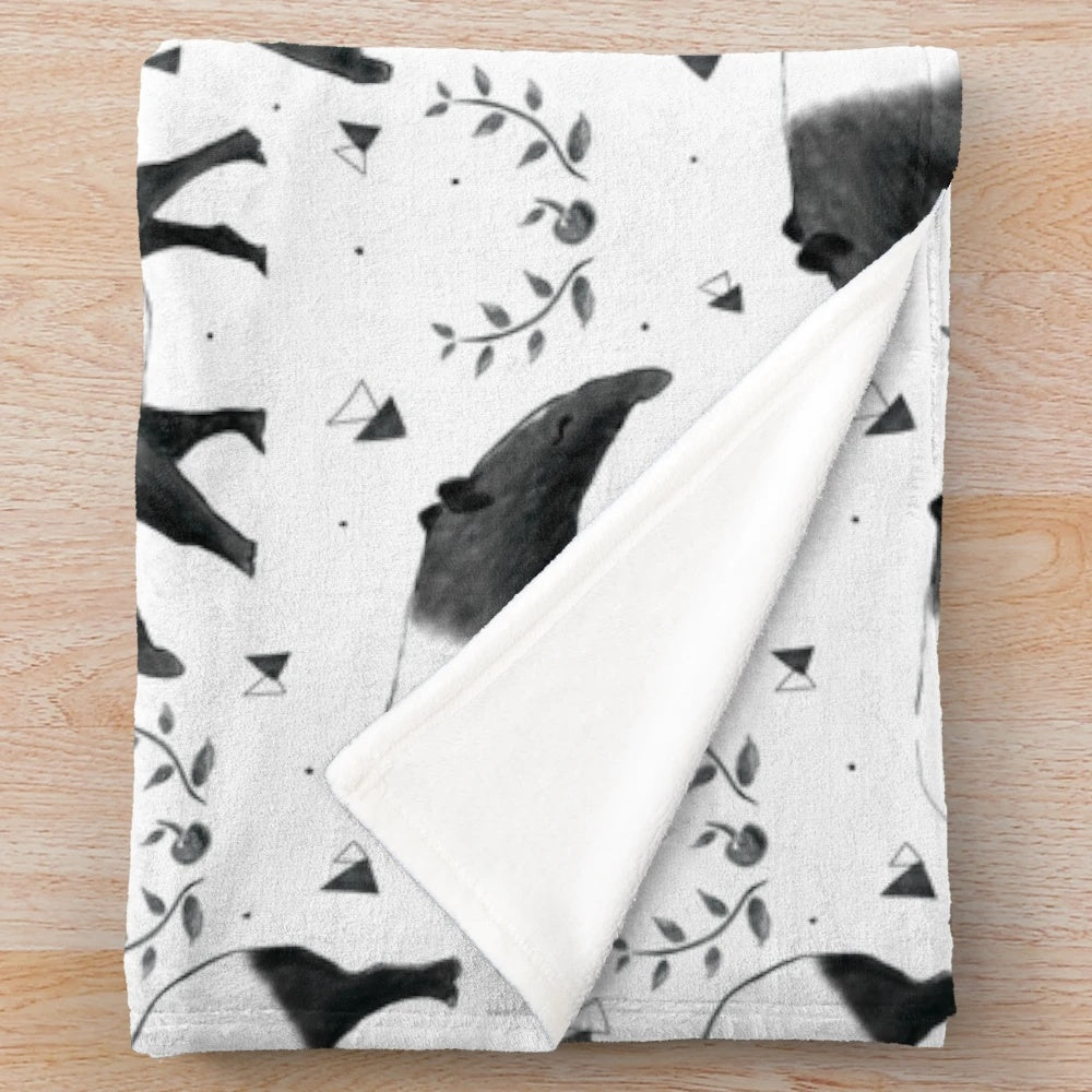 Malayan Tapir Plush Blanket with Soft, Warm Texture