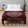 Maroon and white mandala design plush blanket for college students