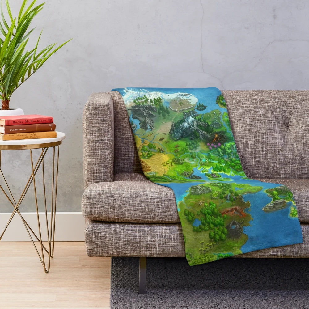 Cozy plush blanket with a map-inspired design