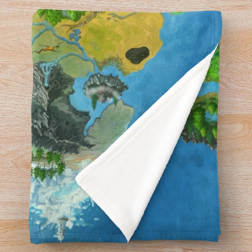 Cozy plush blanket with a map-inspired design