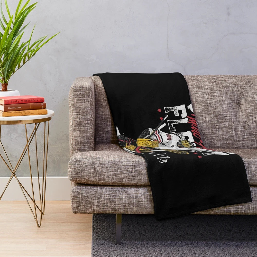 Marc-André Fleury inspired plush blanket for Chicago Blackhawks fans