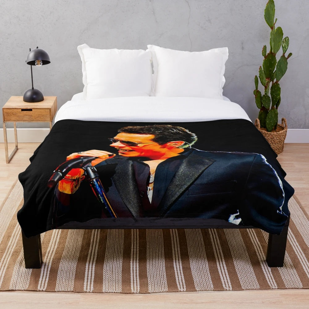 Marc Anthony-inspired plush blanket with concert tour design