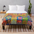 Maria Pryimachenko inspired plush blanket featuring Ukrainian folk art patterns