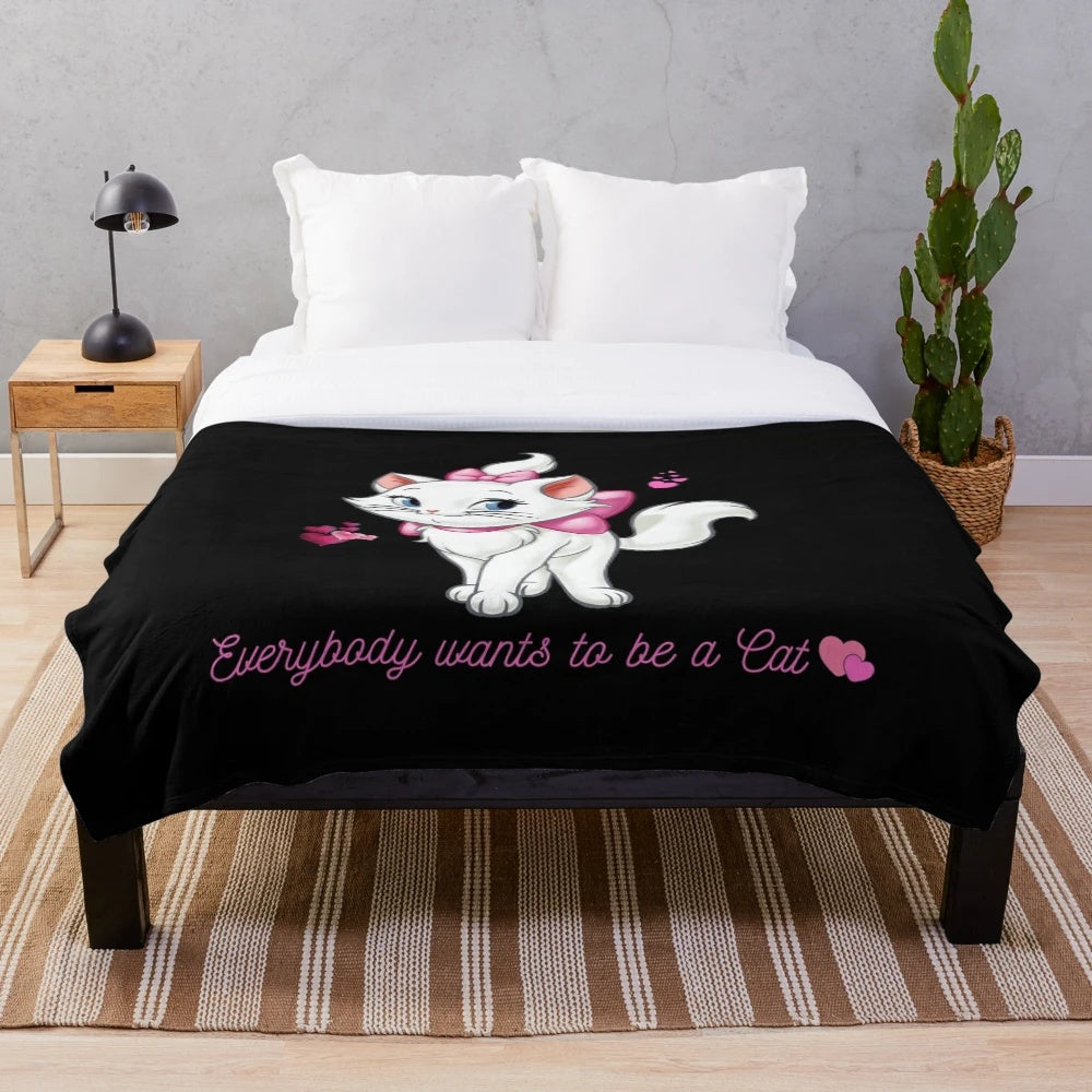 Soft plush blanket featuring a cute and sassy Marie cat design