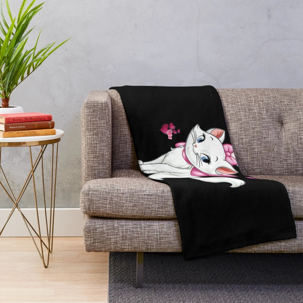 Soft plush blanket featuring a cute and sassy Marie cat design