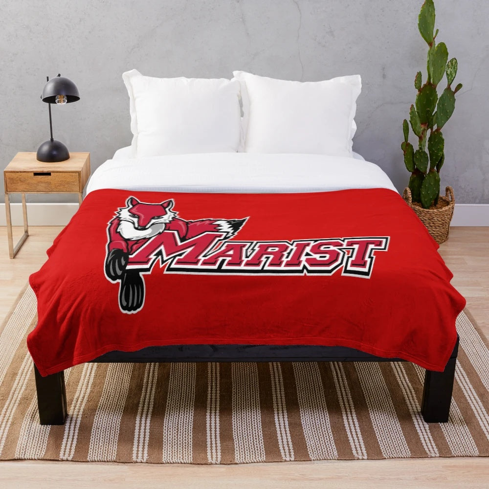 Marist Red Foxes plush blanket featuring the college mascot
