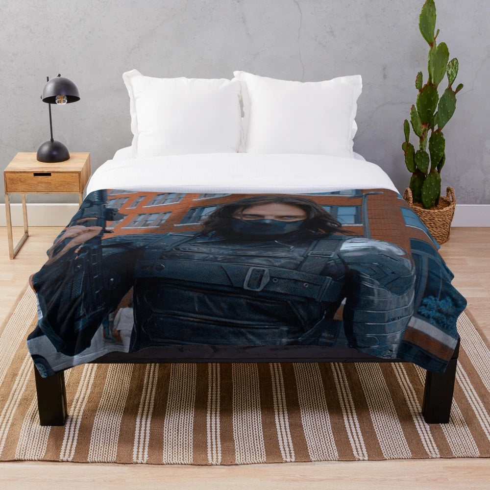 Soft and cuddly plush blanket featuring the Winter Soldier character from Marvel