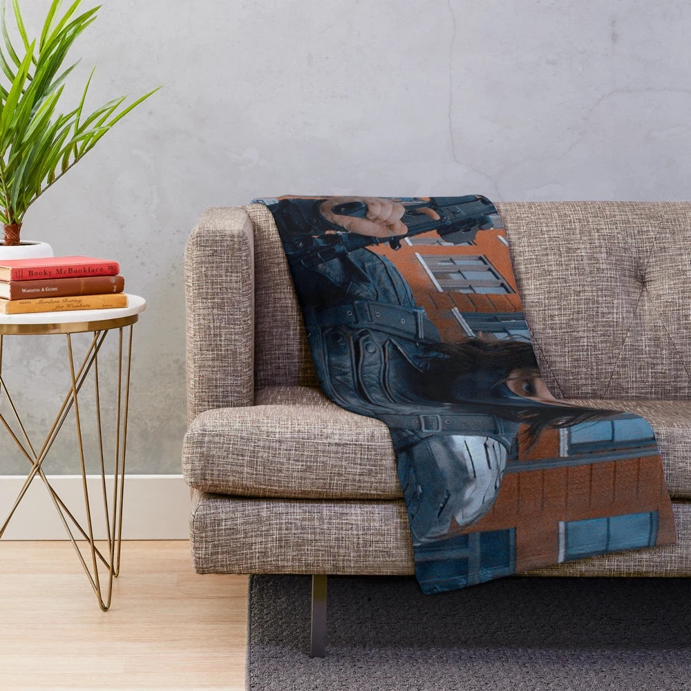 Soft and cuddly plush blanket featuring the Winter Soldier character from Marvel