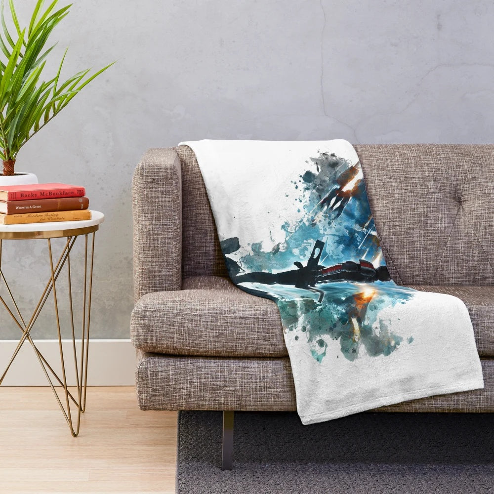 Mass Effect-inspired plush blanket with game logo and design