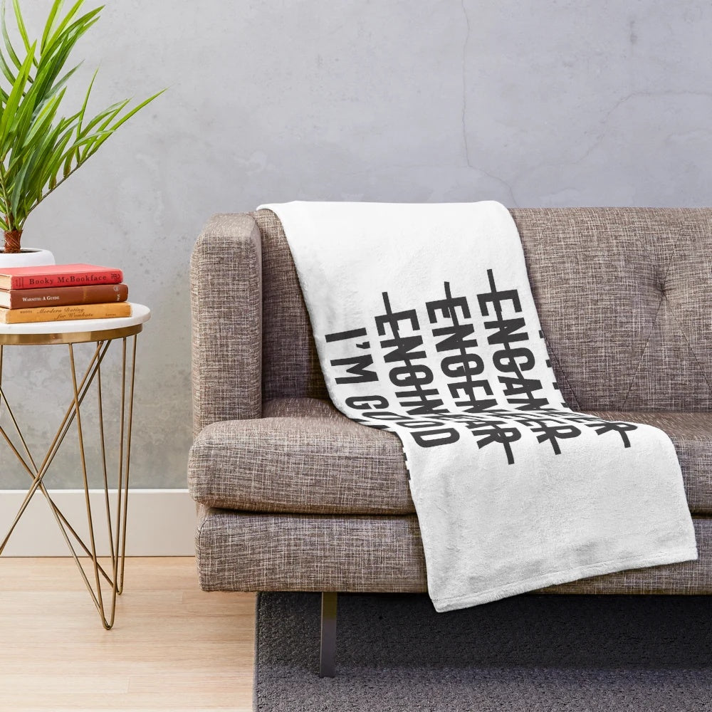 Plush blanket featuring an engineer-themed design with math and engineering-related graphics