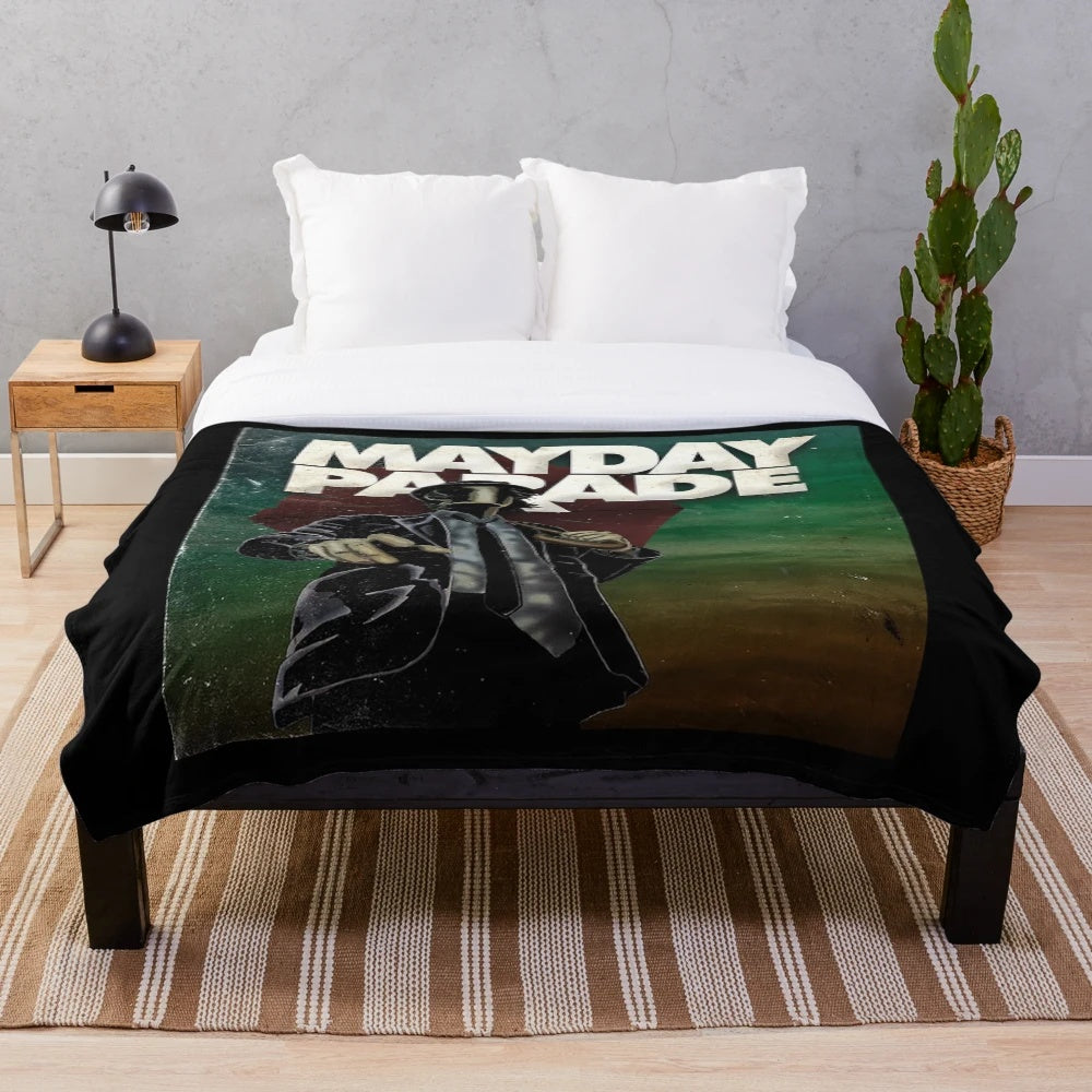 Mayday Parade band logo on a soft, plush blanket