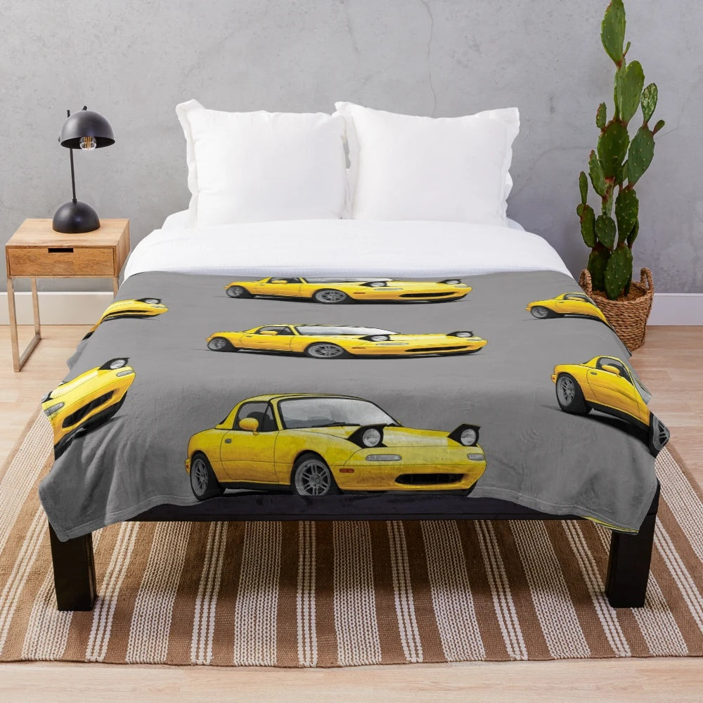 Cozy Mazda MX-5 Miata NA MK1 plush blanket with car illustration