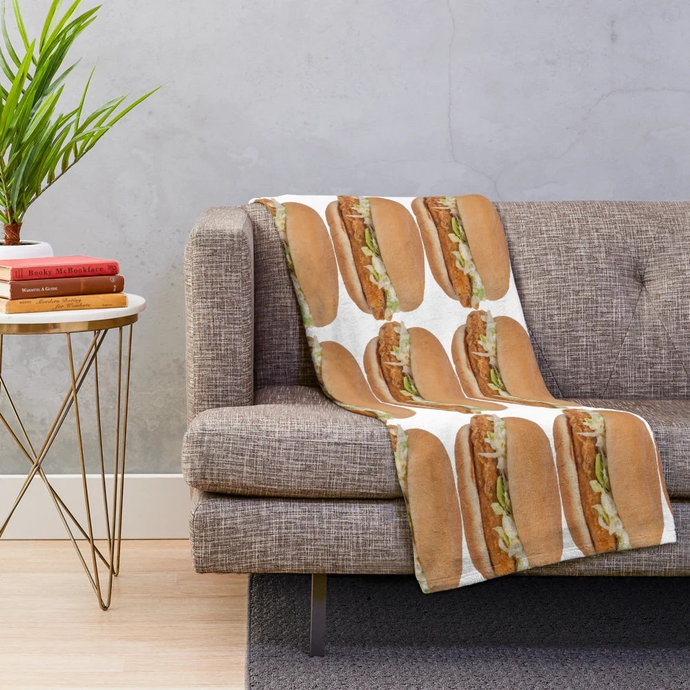 Plush McChicken-themed blanket for cozy home decor