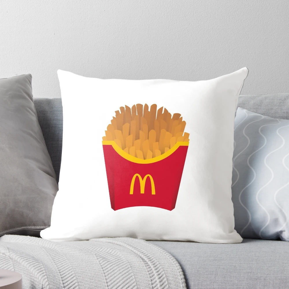 A soft, plush pillow designed to look like McDonald's famous french fries, perfect for adding a touch of fast food fun to any home.