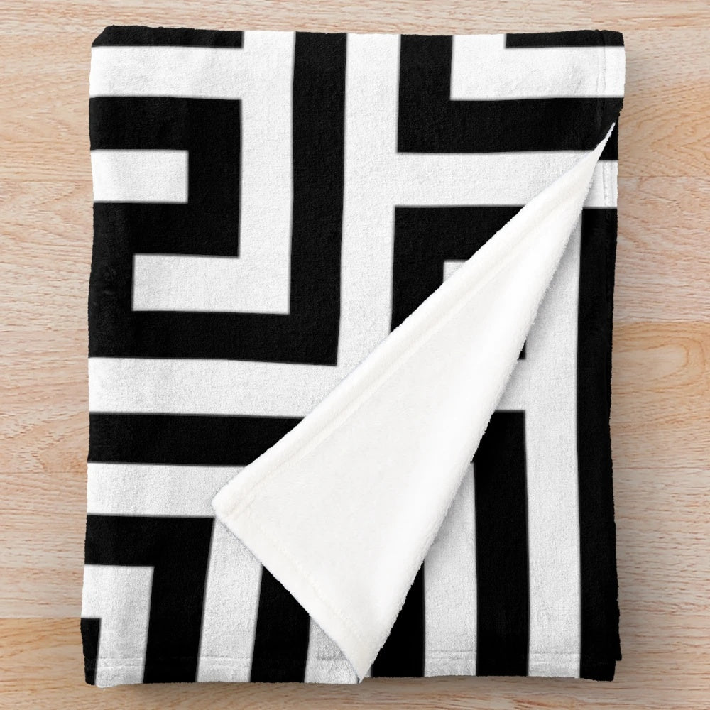 Ancient Greek meander pattern plush blanket