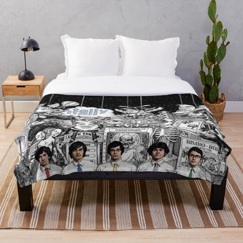 Mechanical museum plush blanket with Tally Hall and Miracle Musical design