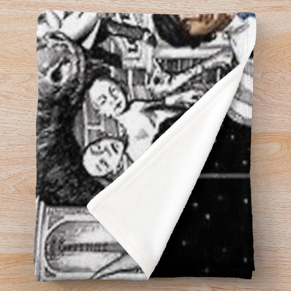 Mechanical museum plush blanket with Tally Hall and Miracle Musical design