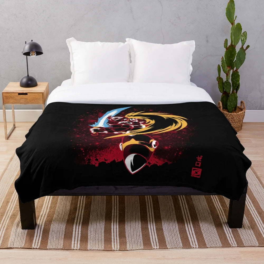 Soft and comfortable plush blanket featuring Mega Man Zero character design