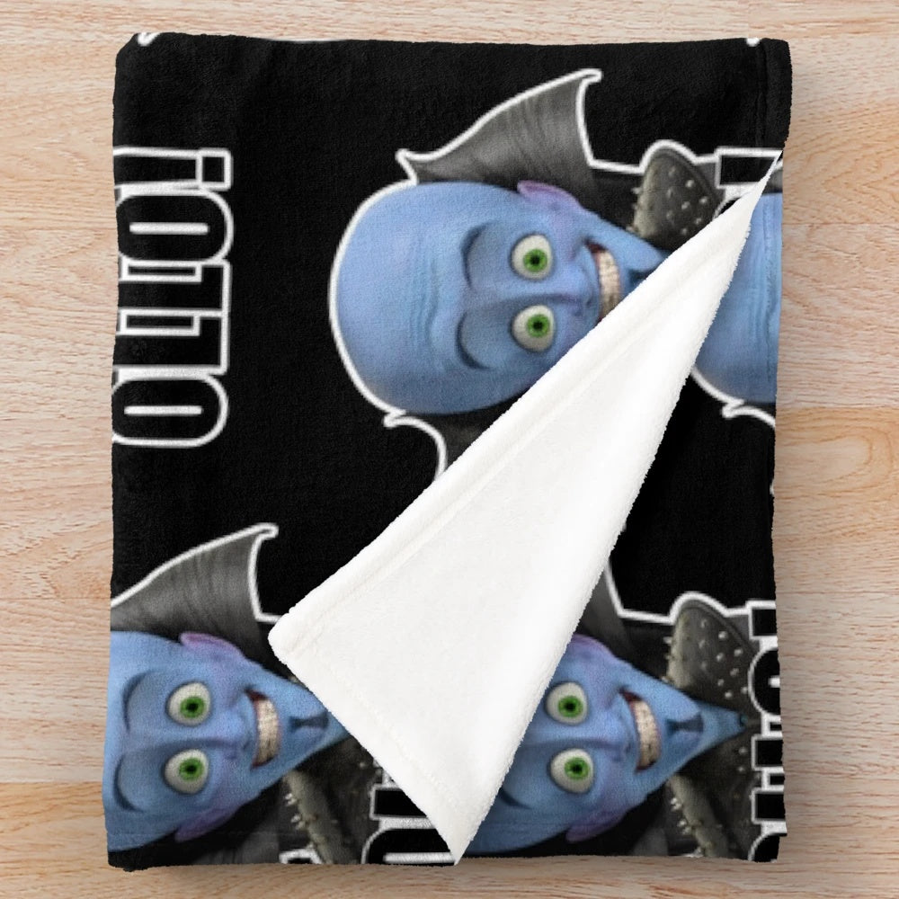 Megamind plush blanket with the iconic villain character from the popular cartoon movie