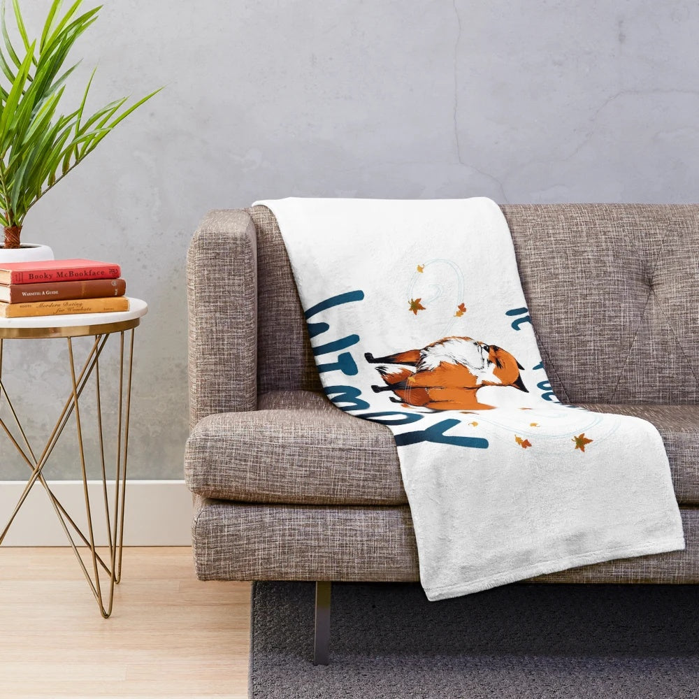 Cozy meme fox plush blanket for snuggling during autumn and winter