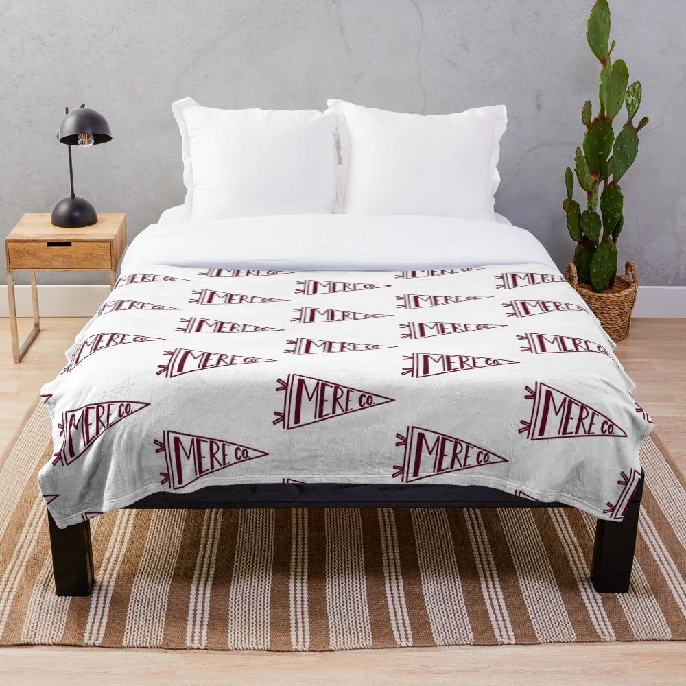 Meredith College Plush Blanket with Pennant Flag Design
